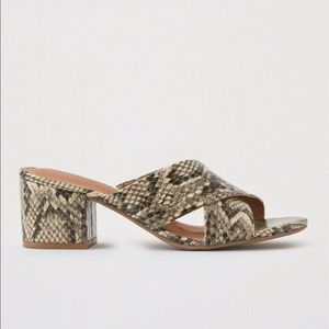 AEO Block Heel Snakeskin Mules Size 9